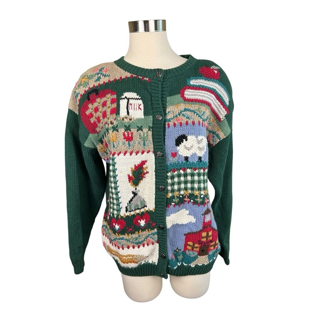 Ashley Hand Knitted Sweater Cardigan American Country School Grannycore Sz XL
